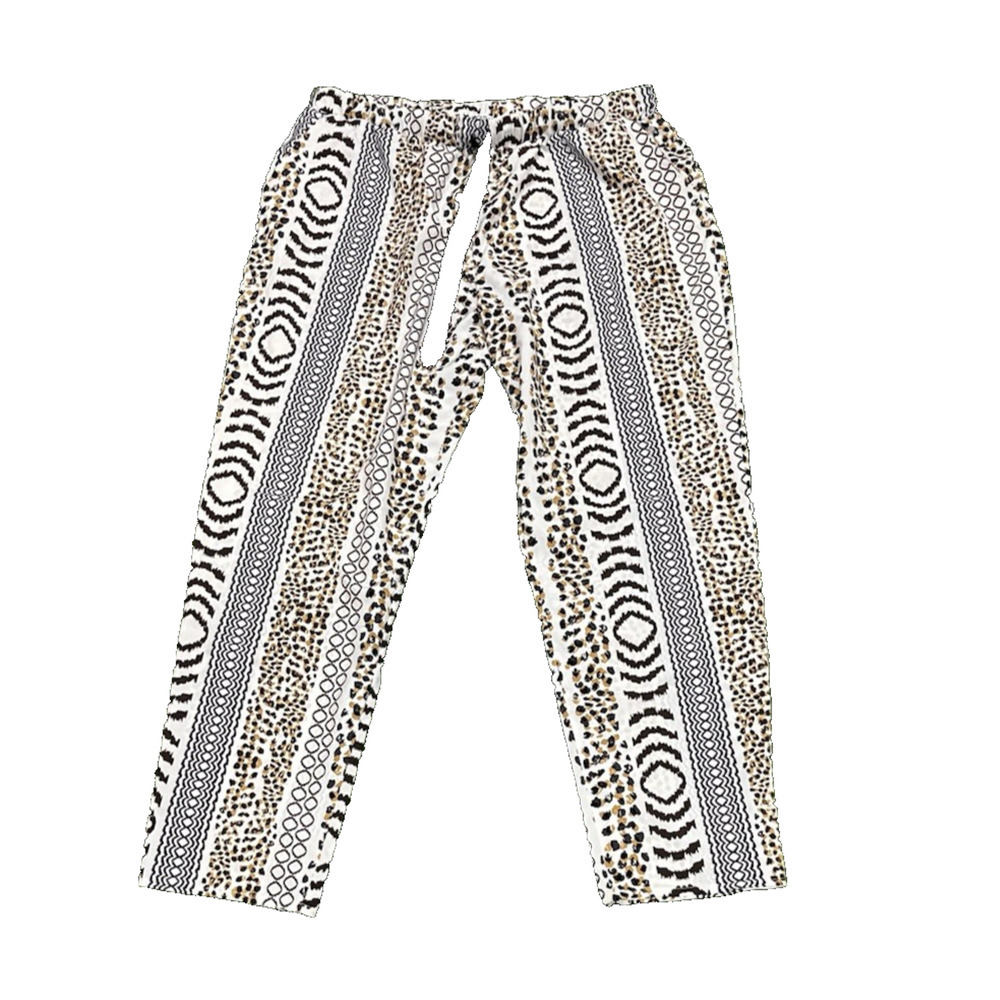 JOSIE NATORI Lounge Pull On Boho Patterned DRAWSTRING PANTS SIZE L